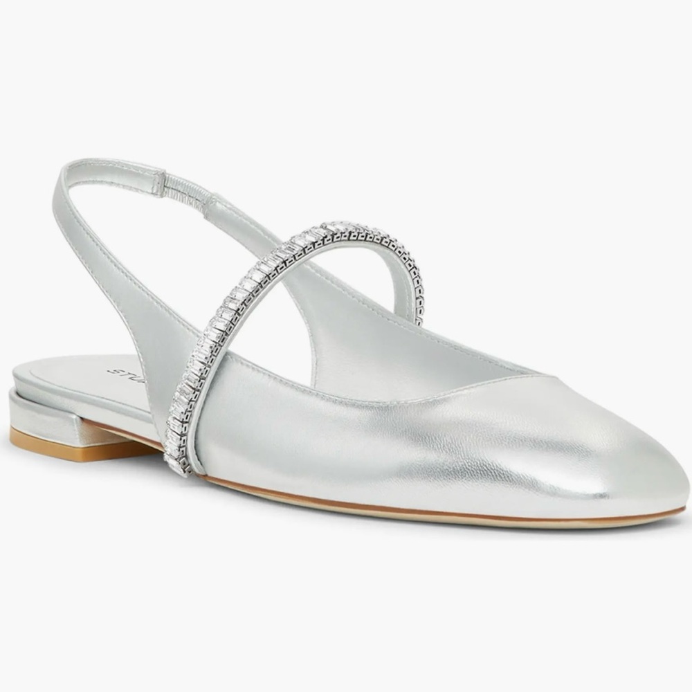 Stuart Weitzman Silver Slingback Flats